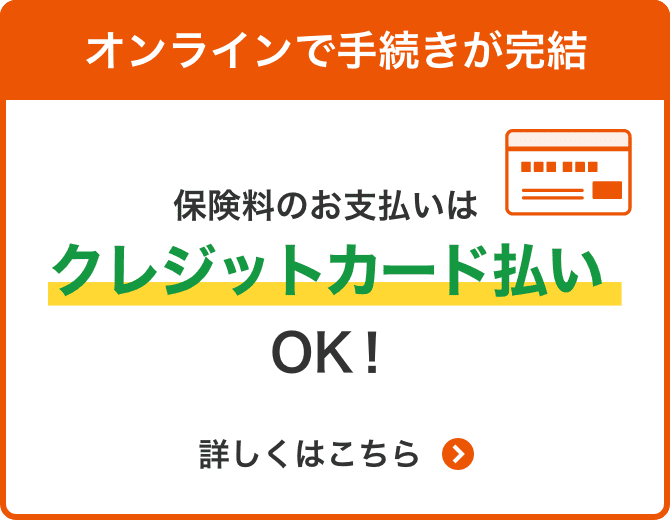 オンラインで手続きが完結 保険料のお支払いはクレジットカード払いOK！詳しくはこちら